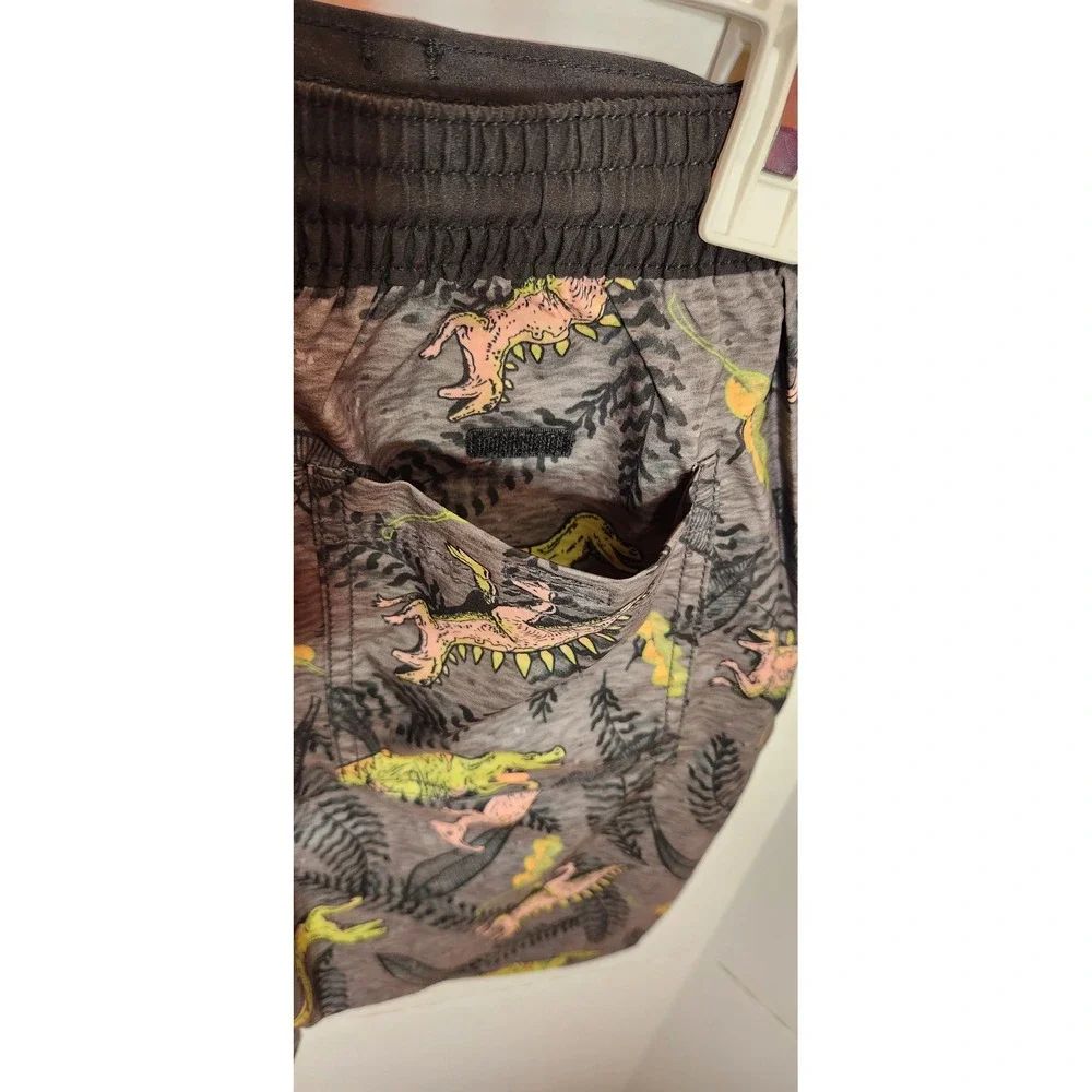 Old Navy Boys Dinosaur Print Swim Trunks Gray XL 14-16 Board Shorts
